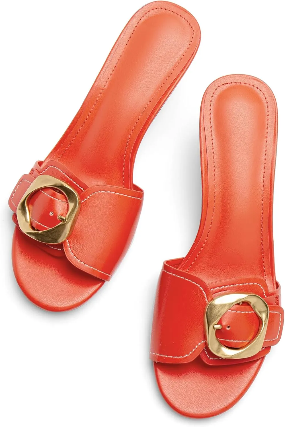 Buckle Slide Heeled Sandals for Women with 2.25 Inch Stiletto Heel