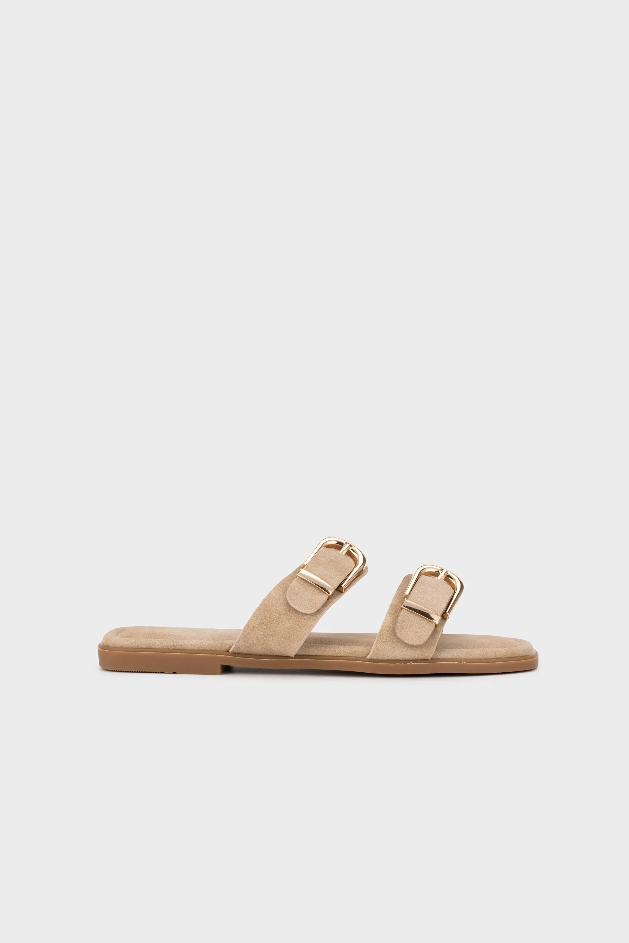 BUCKLED DUO STRAP FLAT SLIDE