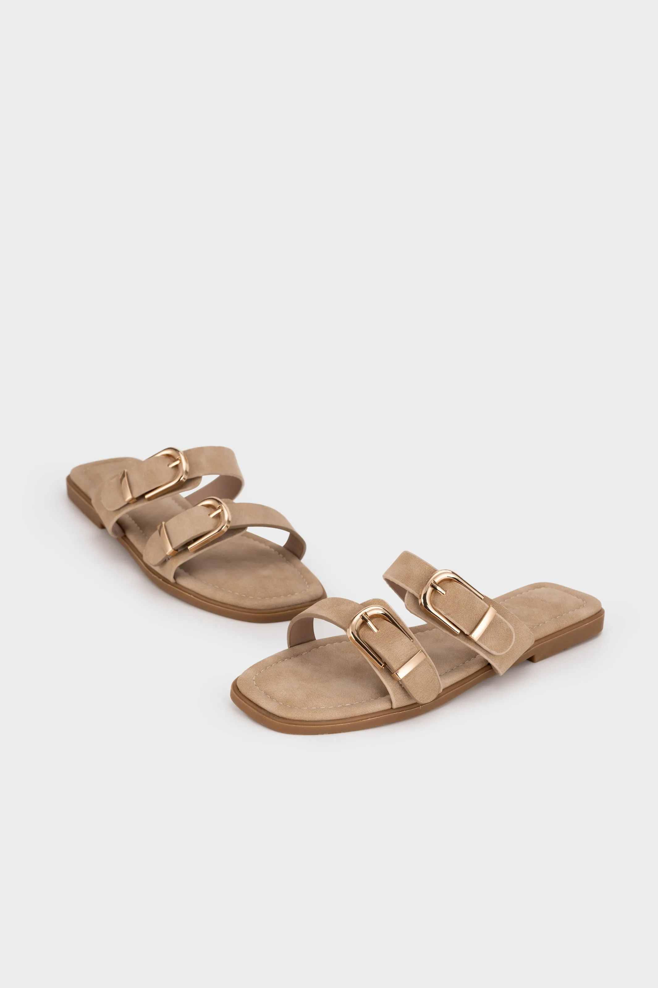 BUCKLED DUO STRAP FLAT SLIDE