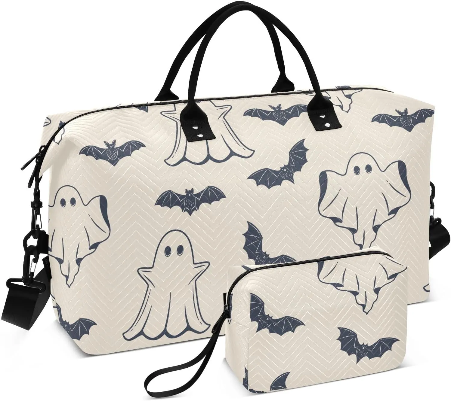 Burbuja Travel Duffel for Women, Halloween Spooky Weekender Overnight Shoulder Carry On Tote With Trolley Sleeve, Gym Bag With Toiletry Bag, Large Size