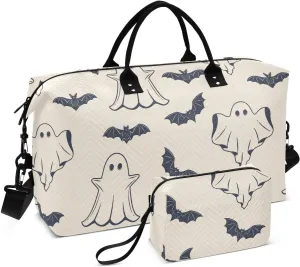 Burbuja Travel Duffel for Women, Halloween Spooky Weekender Overnight Shoulder Carry On Tote With Trolley Sleeve, Gym Bag With Toiletry Bag, Large Size