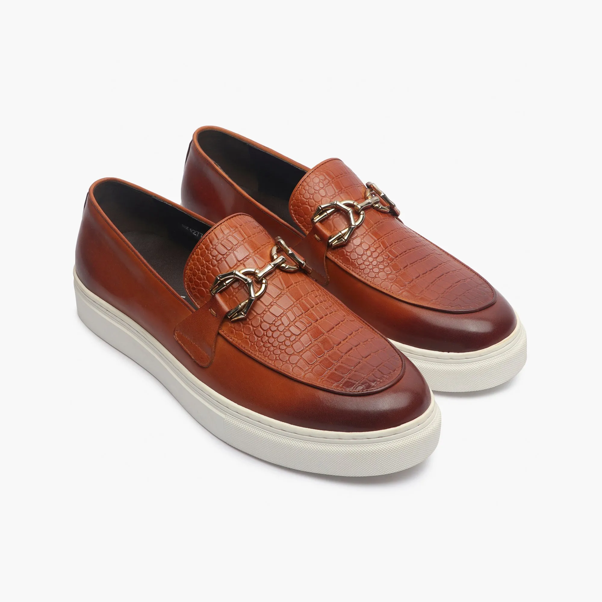 Casual Croc Print Slip Ons with Metal Bit