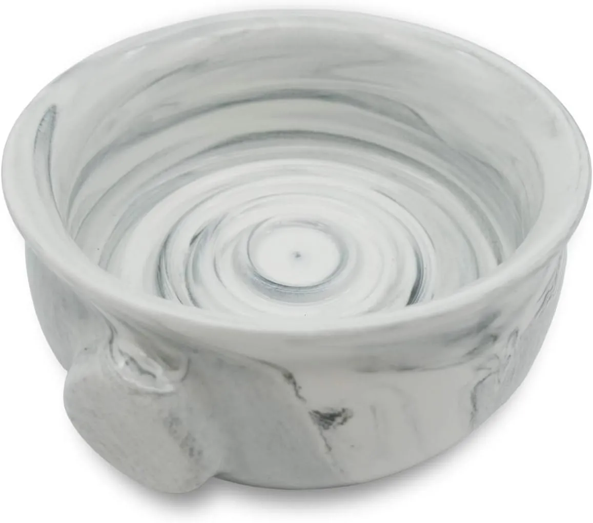Ceramic Shaving Soap Bowl For Men, Non-slip Handle, Wide Mouth, Large Capacity, Easier to Lather-White& Black