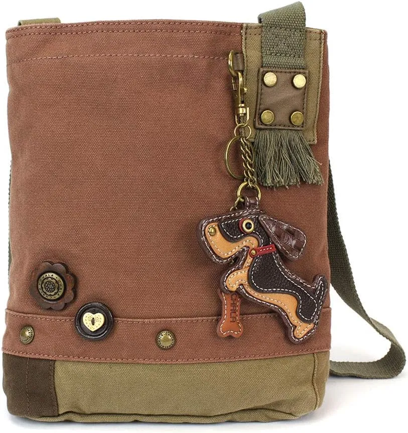 CHALA Patch Crossbody Bag Weiner Dog Dachshund Multi-color
