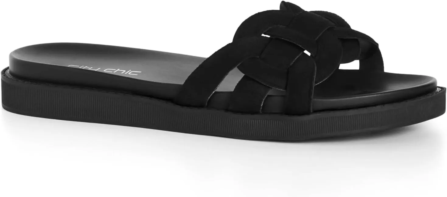 City Chic Women's Wide Fit Slide Sandals - Star Weave