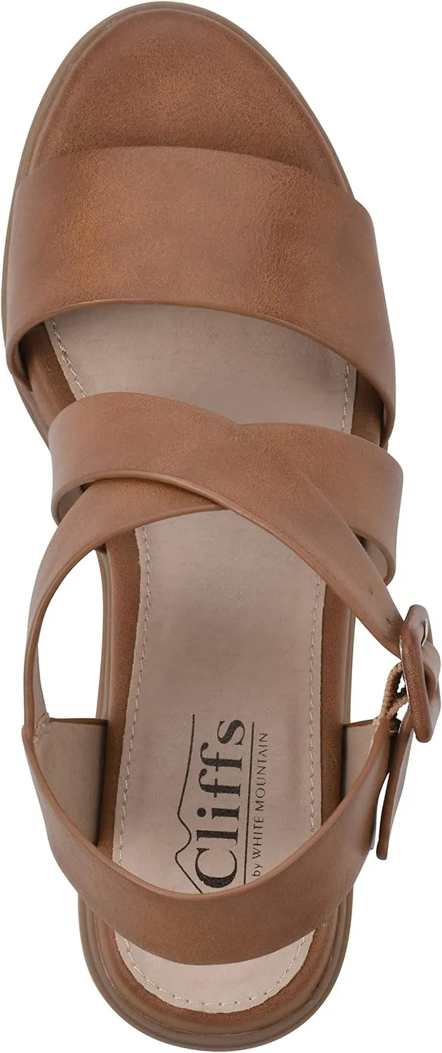 CLIFFS BY WHITE MOUNTAIN Women's Cordovan Strappy Low Block Heel Sandal