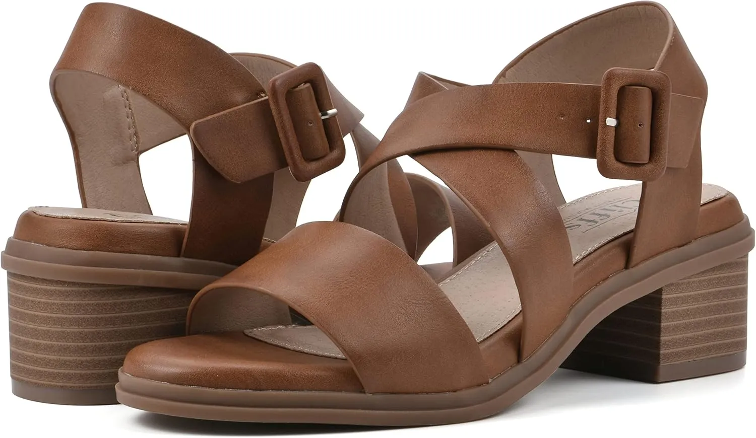 CLIFFS BY WHITE MOUNTAIN Women's Cordovan Strappy Low Block Heel Sandal