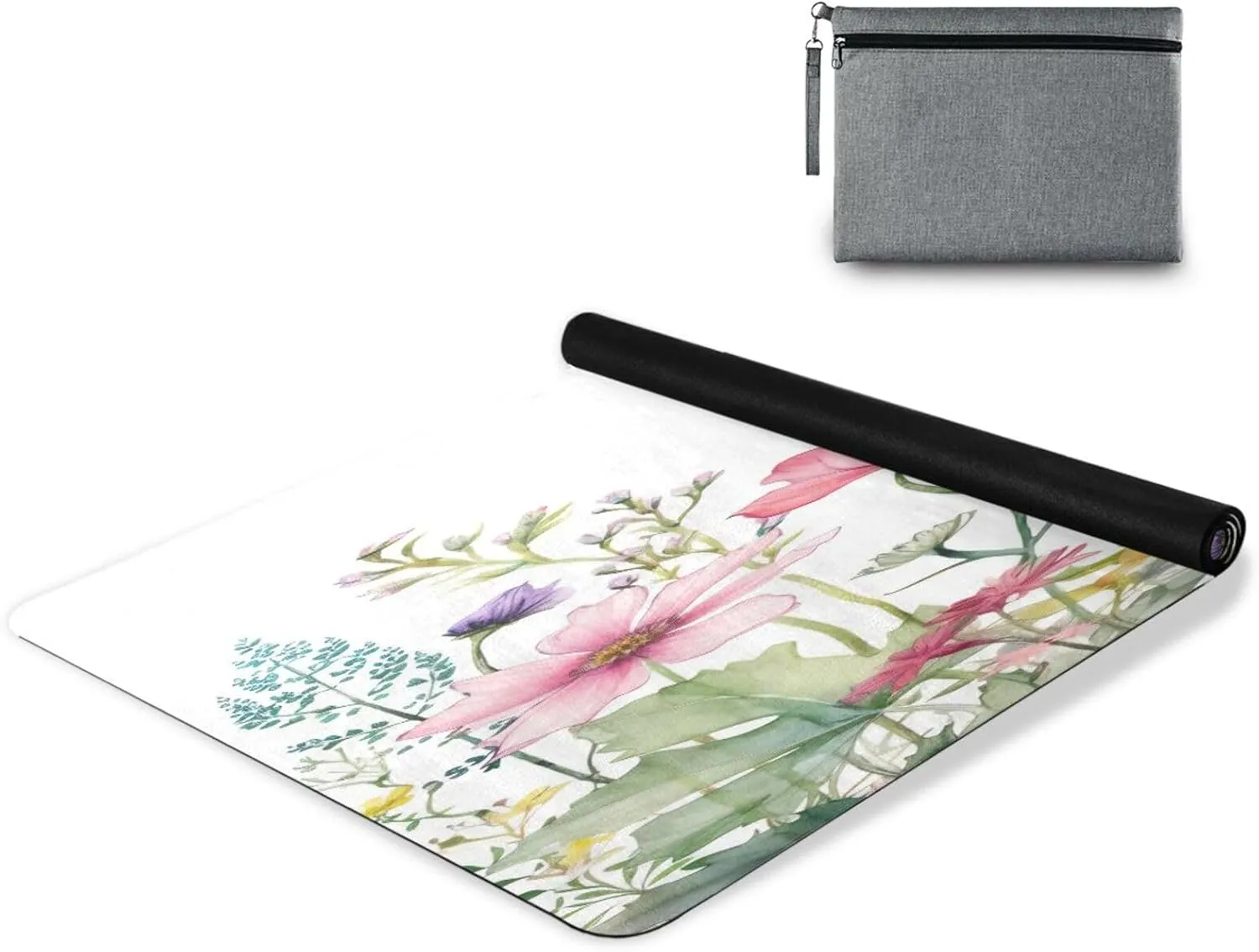 Colorful Flowers Yoga Mat Tear Resistance & Thick Gym Fitness Mat,Non Slip Natural Rubber Yoga Mat for Yoga, Pilates & Floor Workouts