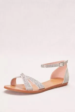 Crisscross Flat Sandal with Crystals
