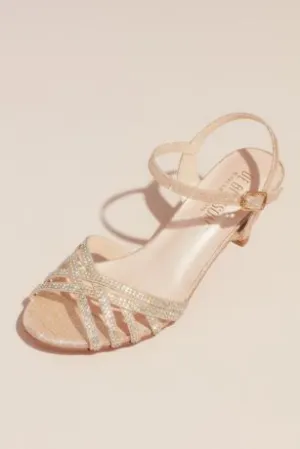 Crisscross Glittery Sandals with Crystals