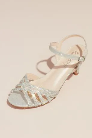 Crisscross Glittery Sandals with Crystals