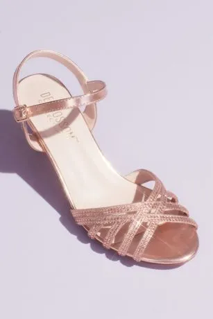 Crisscross Glittery Sandals with Crystals