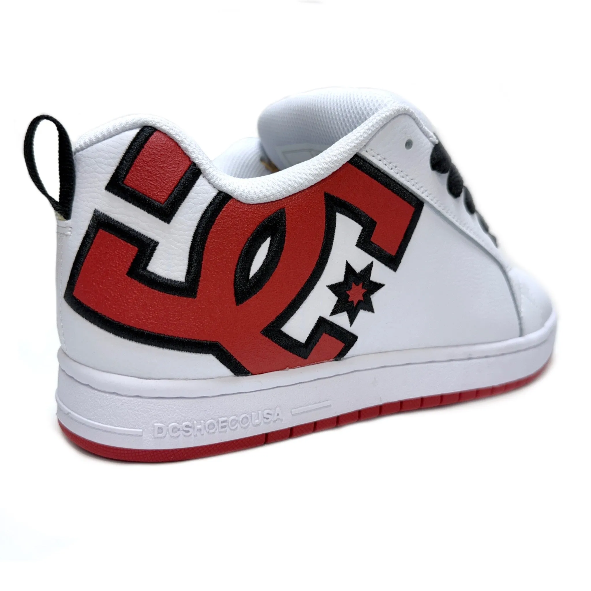 DC SHOES COURT GRAFFIK WHITE & RED LEATHER TRAINERS