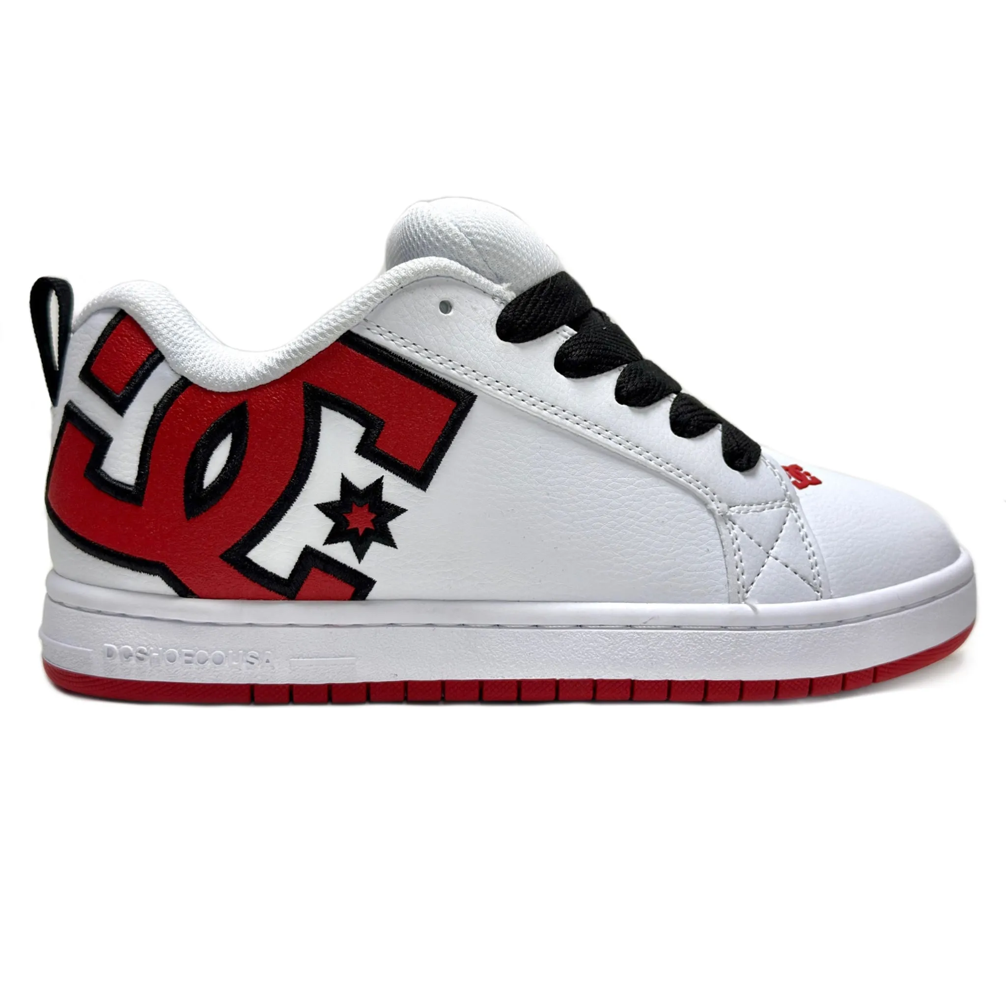 DC SHOES COURT GRAFFIK WHITE & RED LEATHER TRAINERS