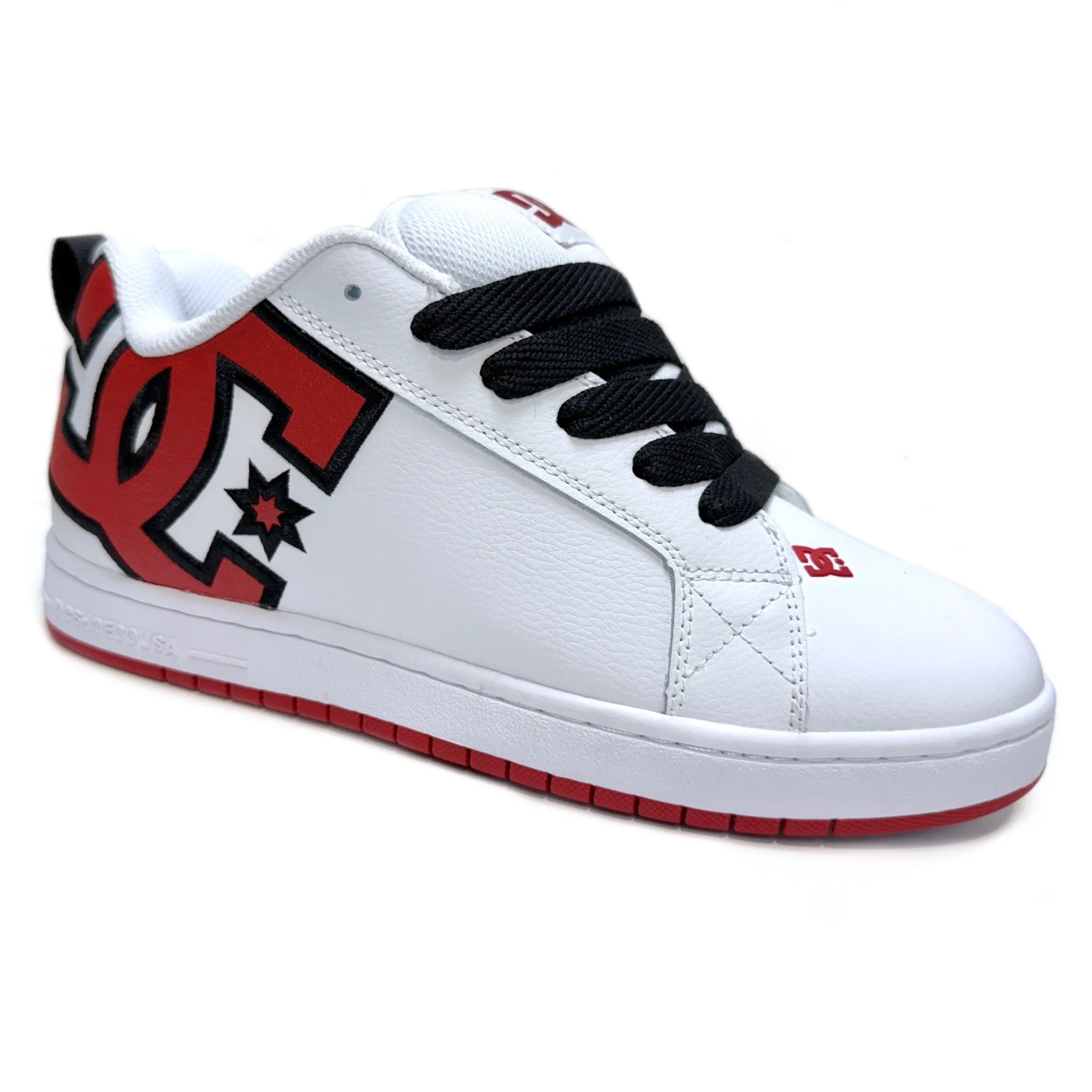 DC SHOES COURT GRAFFIK WHITE & RED LEATHER TRAINERS