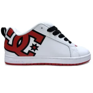 DC SHOES COURT GRAFFIK WHITE & RED LEATHER TRAINERS