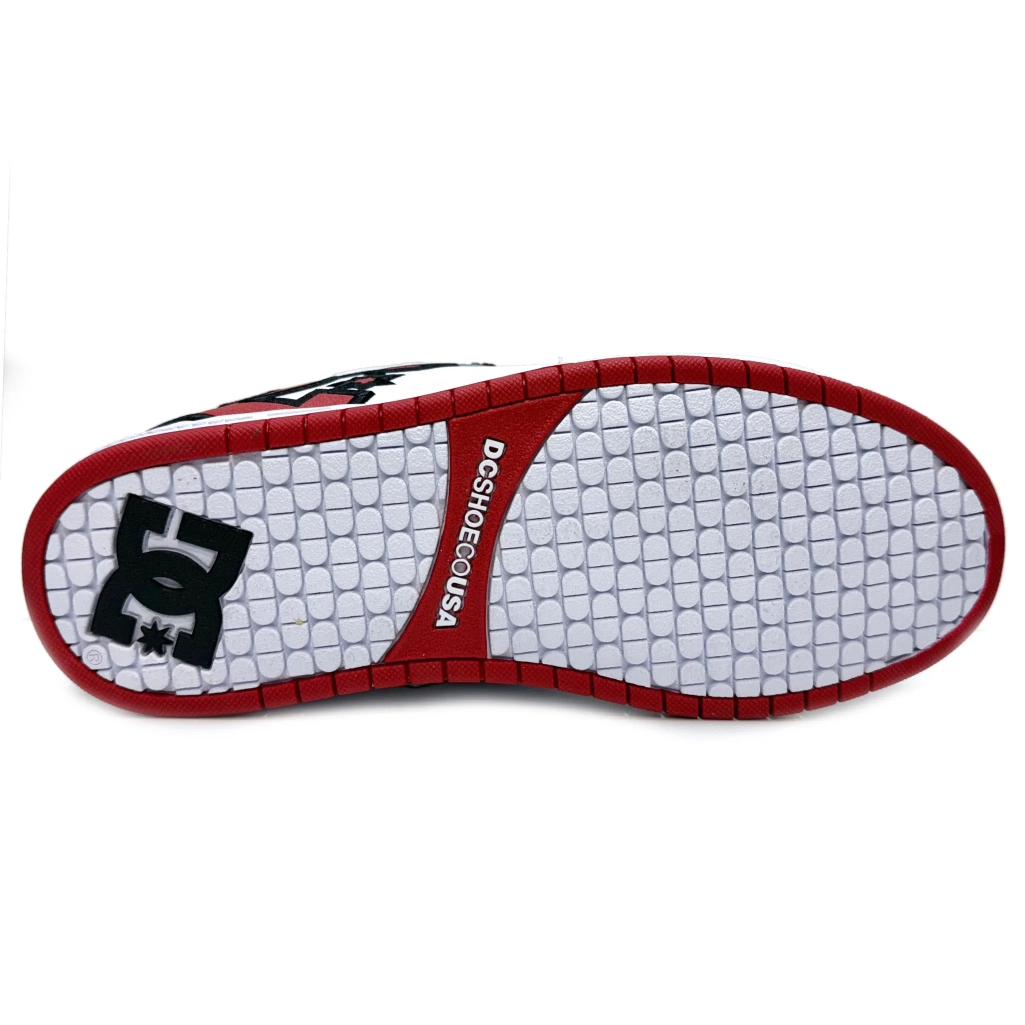 DC SHOES COURT GRAFFIK WHITE & RED LEATHER TRAINERS