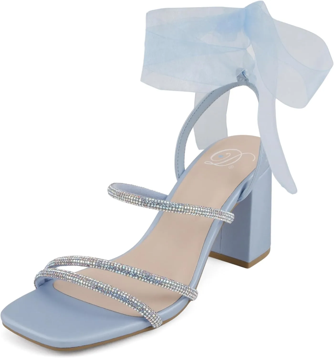 Delicious Blenda ~ Women Square Toe Multi Strap High Heel Chiffon Bridal Dress Sandals
