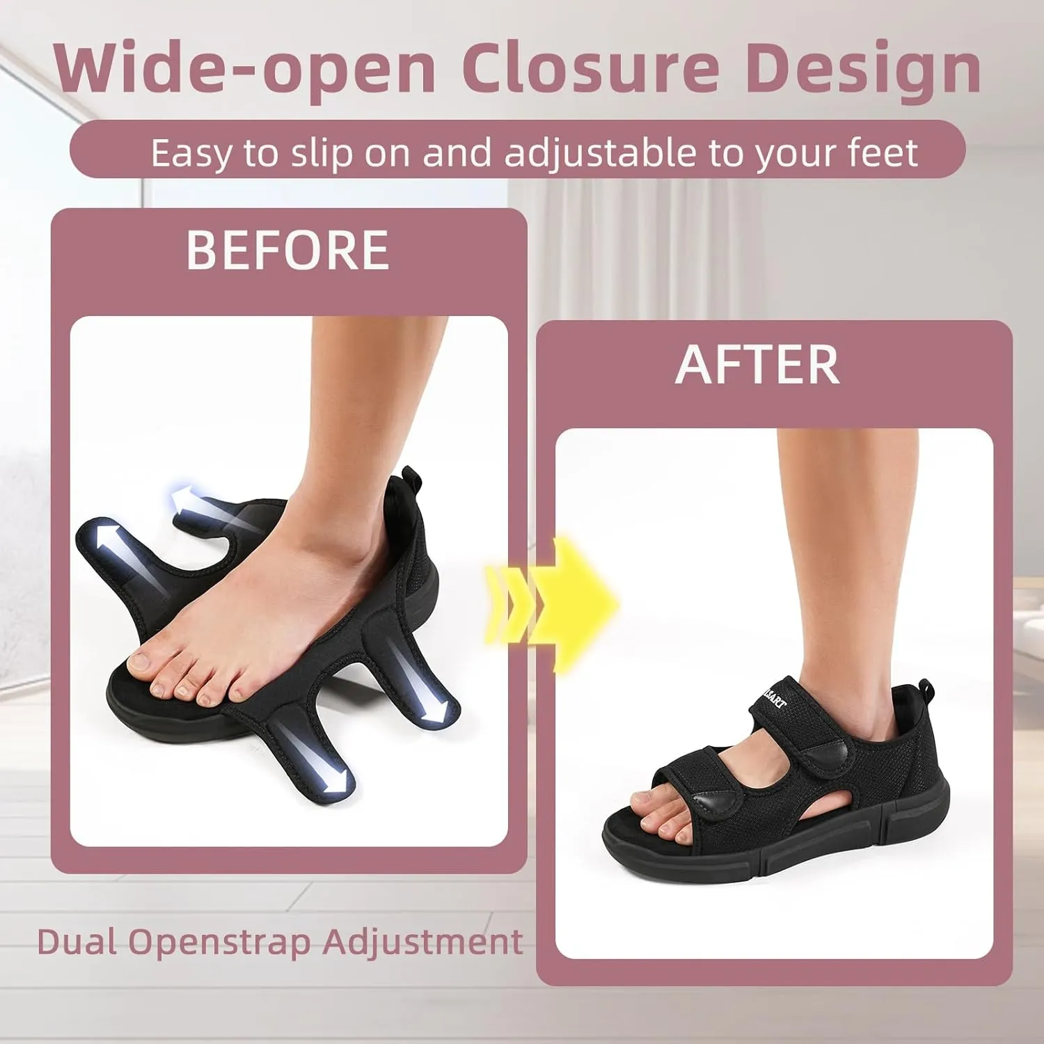 Diabetic Sandals for Women Wide Toe Swollen Feet Adjustable for Foot Pain Relief Open Toe Casual Athletic Sandals for Outdoor Beach Travel Summer