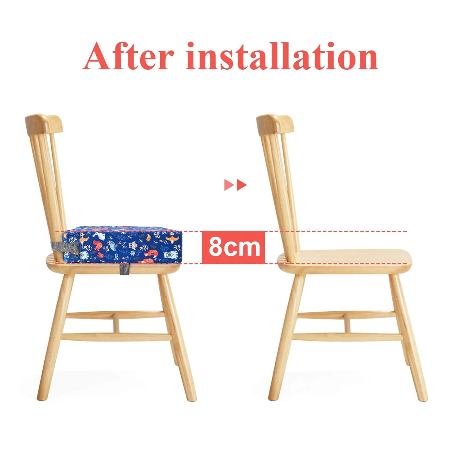 Dining Chair Heightening Cushion Portable Dismountable Adjustable Highchair Booster for Baby Toddler Kids Infant Washable Thick Chair Seat Pad Mat (Blue Bear)