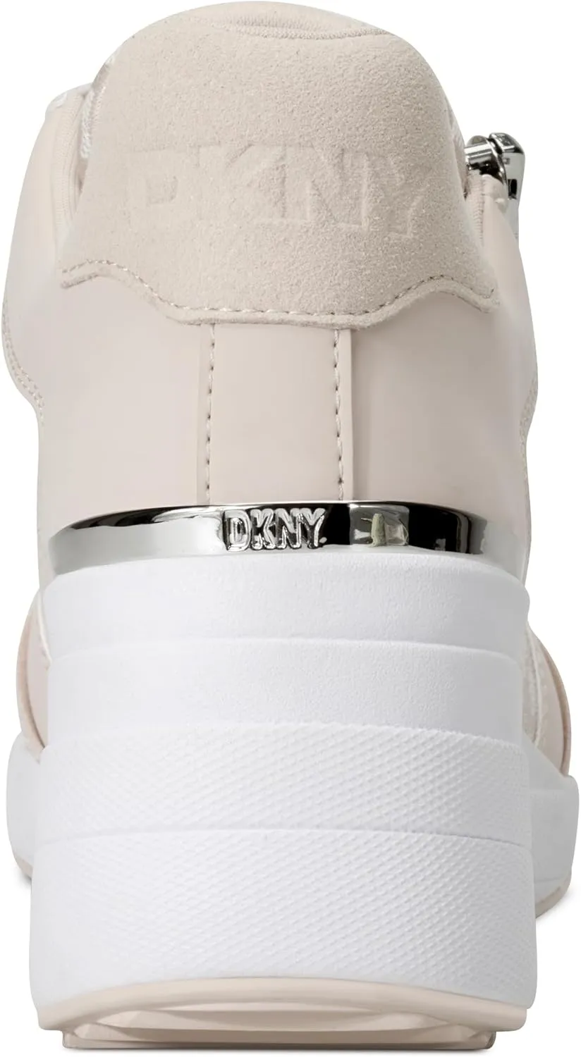 DKNY Women's Kalina Lace Up Wedge Sneaker with Side Zipper
