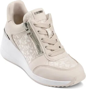 DKNY Women's Kalina Lace Up Wedge Sneaker with Side Zipper