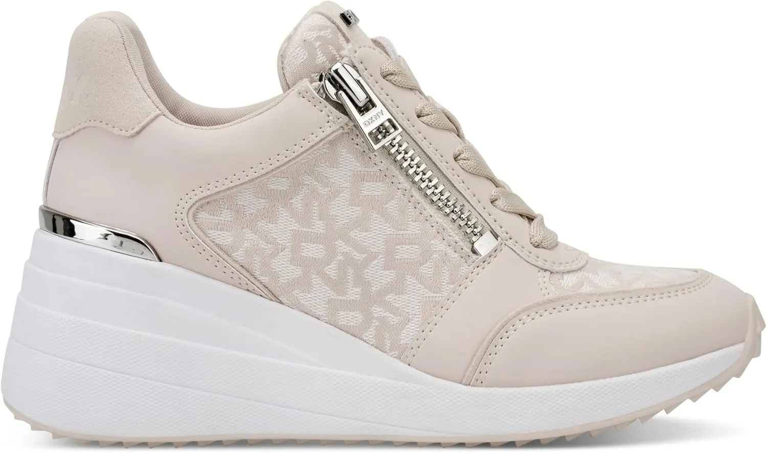 DKNY Women's Kalina Lace Up Wedge Sneaker with Side Zipper