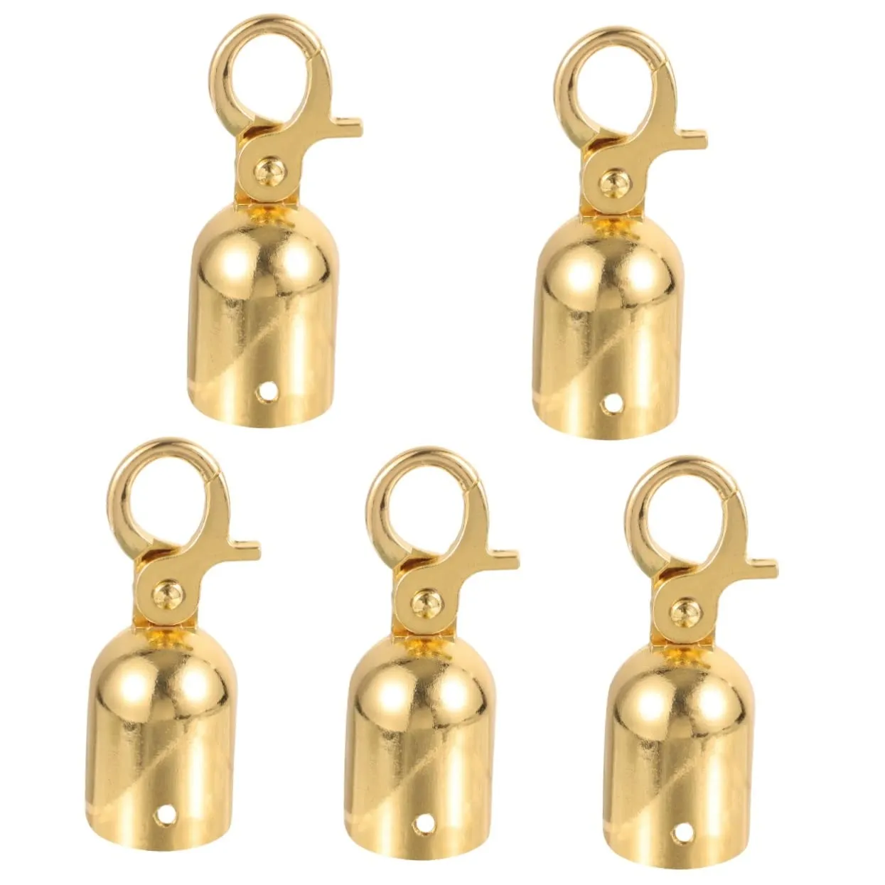 DOITOOL 5PCS Rope End Stopper Cord End Caps with Hook, Lobster Claw Clasps, Cord End Caps Barrier Rope End Hooks for Crowd Control (Golden)