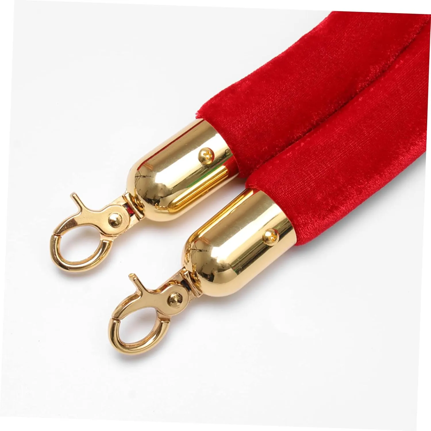 DOITOOL 5PCS Rope End Stopper Cord End Caps with Hook, Lobster Claw Clasps, Cord End Caps Barrier Rope End Hooks for Crowd Control (Golden)