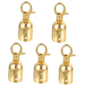DOITOOL 5PCS Rope End Stopper Cord End Caps with Hook, Lobster Claw Clasps, Cord End Caps Barrier Rope End Hooks for Crowd Control (Golden)