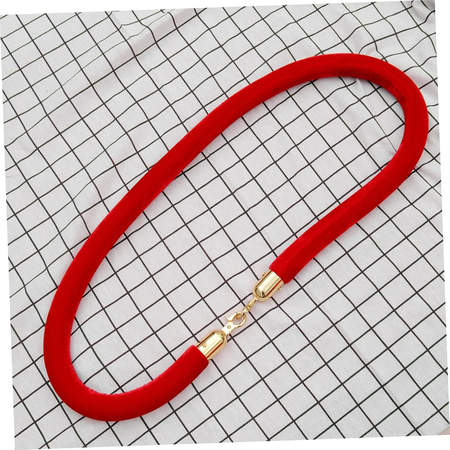 DOITOOL 5PCS Rope End Stopper Cord End Caps with Hook, Lobster Claw Clasps, Cord End Caps Barrier Rope End Hooks for Crowd Control (Golden)