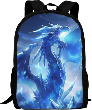 Dragon Backpack, Simple and Aesthetic Bookbag for Women & Men, Lightweight Adjustable Black Backpack for Travel Outdoor Sports, Large Capacity Laptop Bag for Business Office