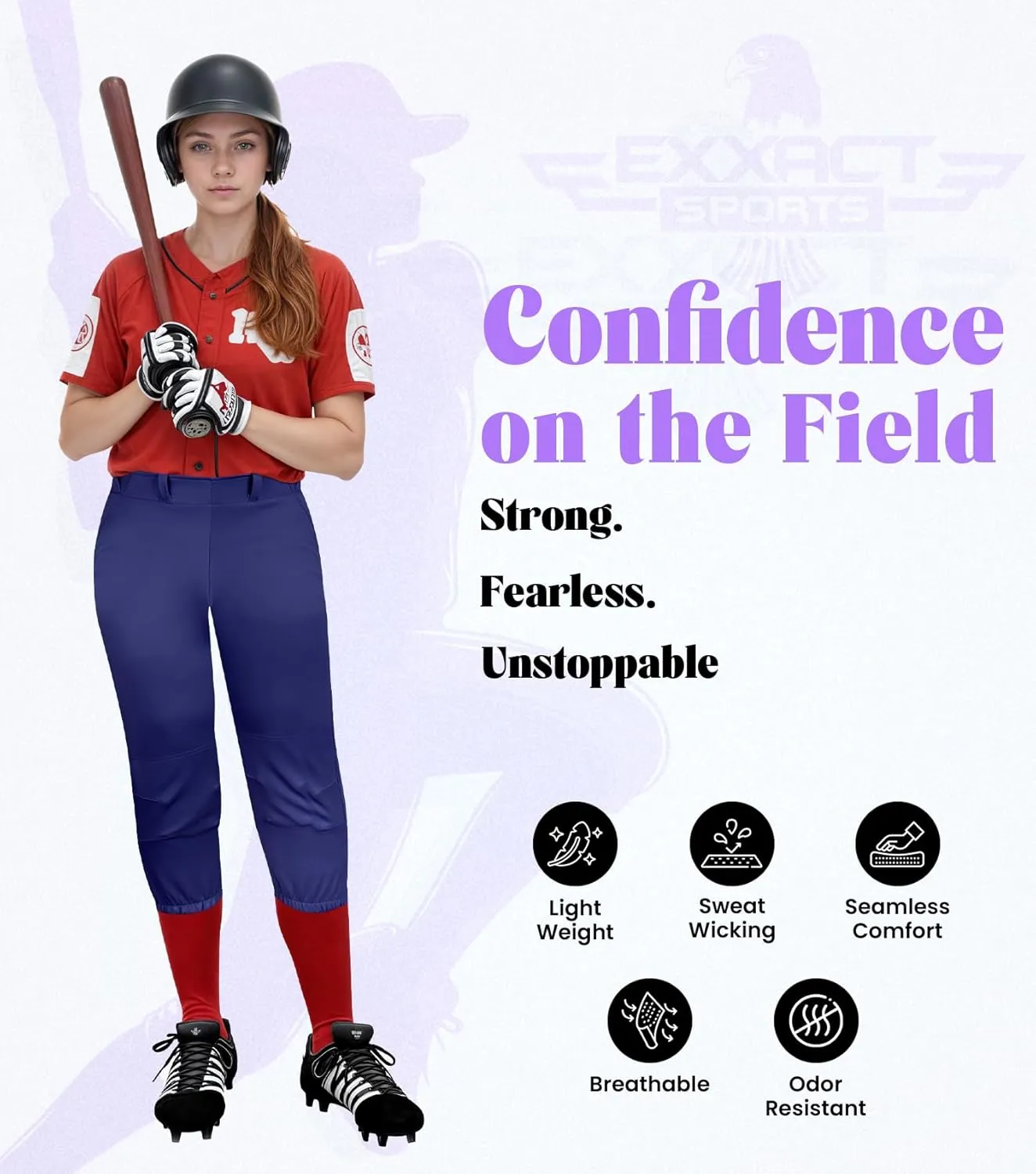 Exxact Sports Womens Softball Pants Knicker/Yoga Style Knee Length, 4-Way Stretch Low Rise Softball Pants for Women