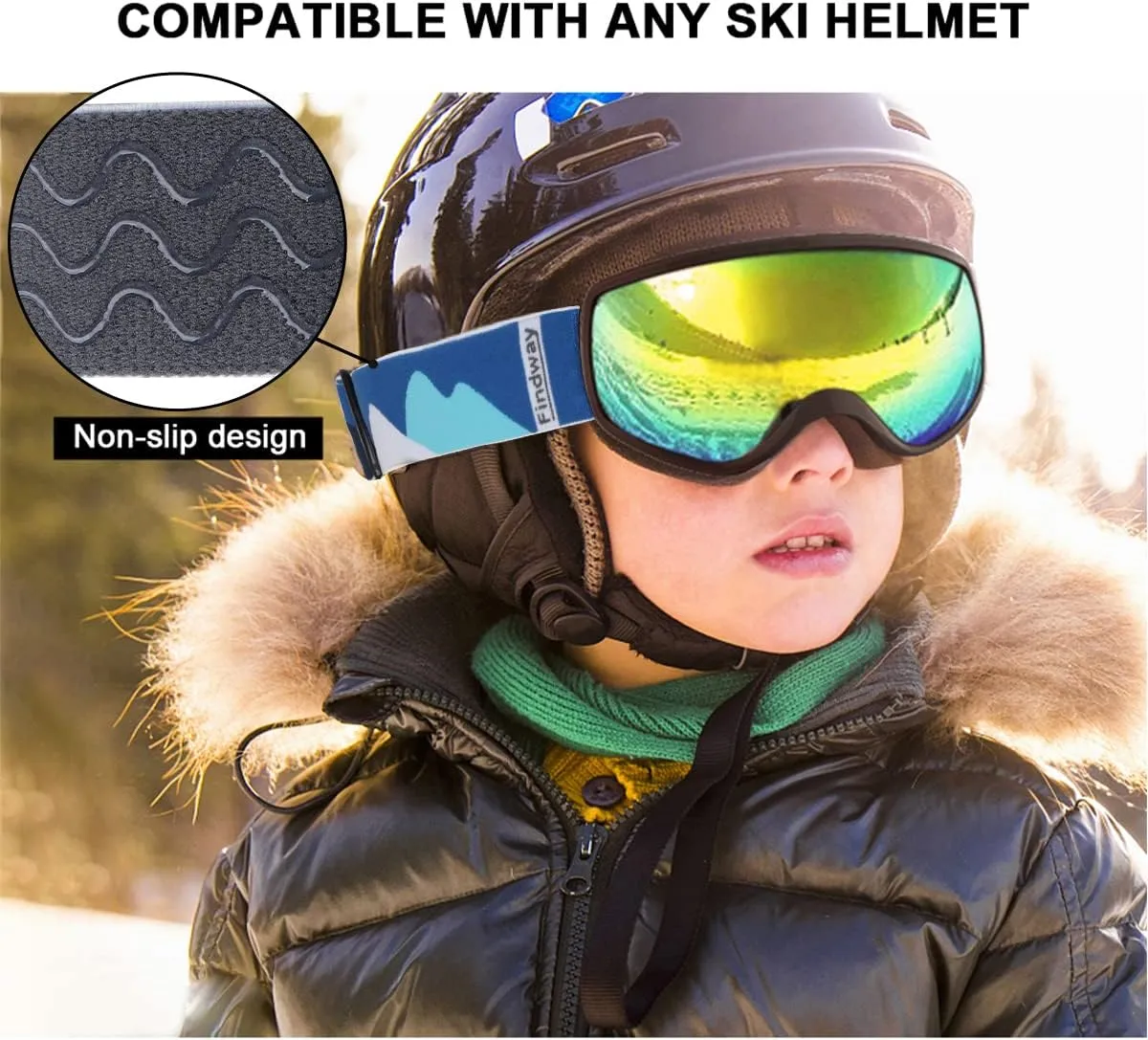 findway Kids Ski Goggles, Kids Snowboard Goggles for Boys Girls Toddler age 3-12