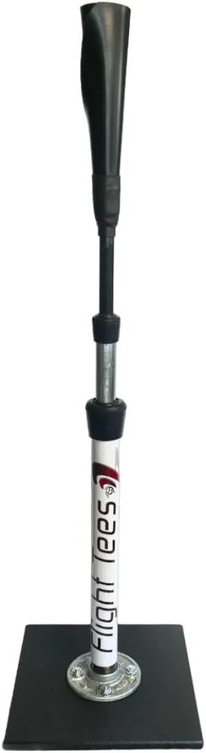 Flight Tees Baseball/Softball Hitting Tee | Solid & Durable Base w/Rolled Flexible Rubber Top | Portable, Lightweight & Compact Adjustable Batting Tee for Adults and Youth