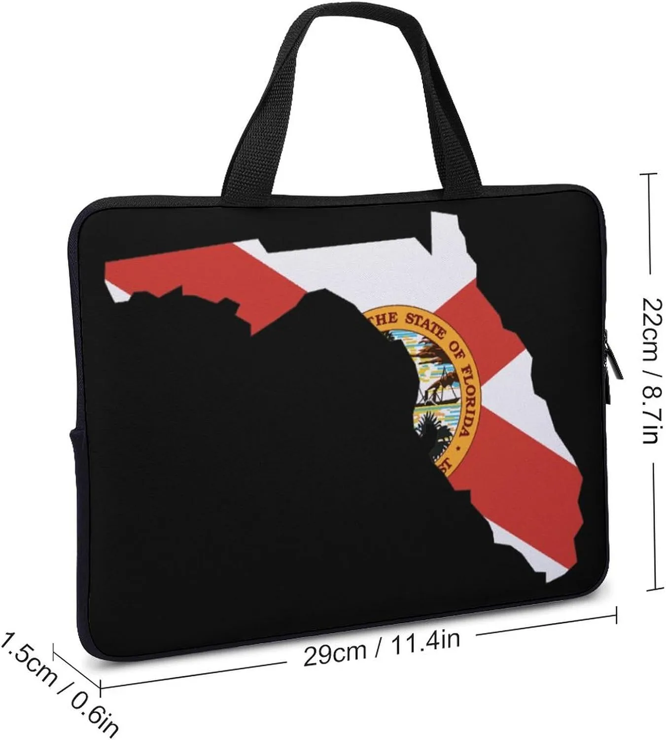 Florida State Flag Map Laptop Sleeve Bag Computer Protective Carrying Case Cover with Handle for Travel Work 10inch