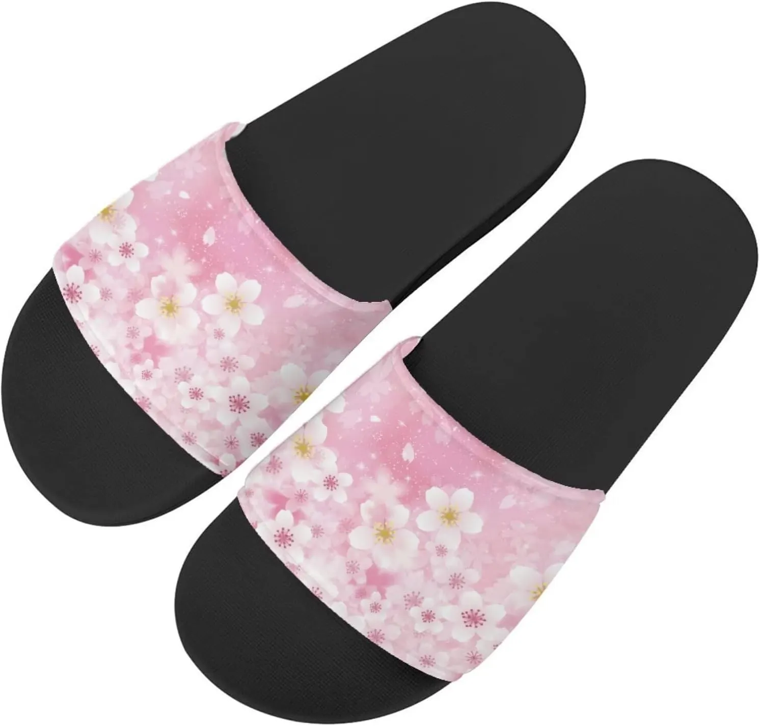 Flower Print Sandals for Women Slide Sandals Casual Lightweight Non Slip Summer Slippers