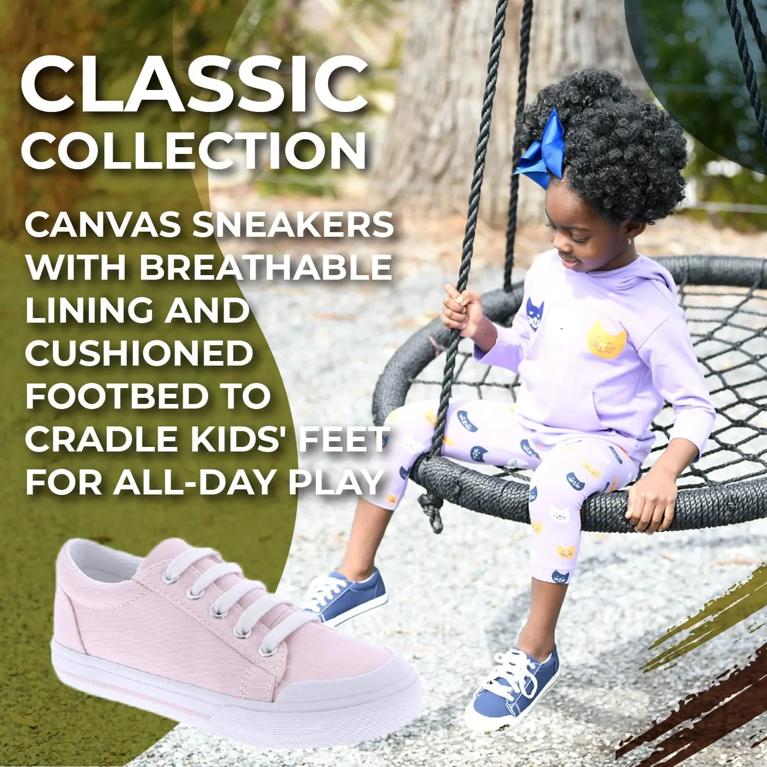 FOOTMATES Taylor Lace-Up Canvas Flats Boys and Girls Shoes - Tennis Sneakers with Wide Toe Box, Custom-Fit Insoles, Vulcanized Outsoles - for Toddlers and Little Kids, Ages 1-8