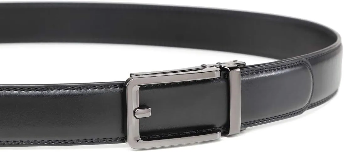 Founders & C Men's Leather Ratchet Comfort Click Belt Dress with Slide Buckle -Adjustable Trim to Fit
