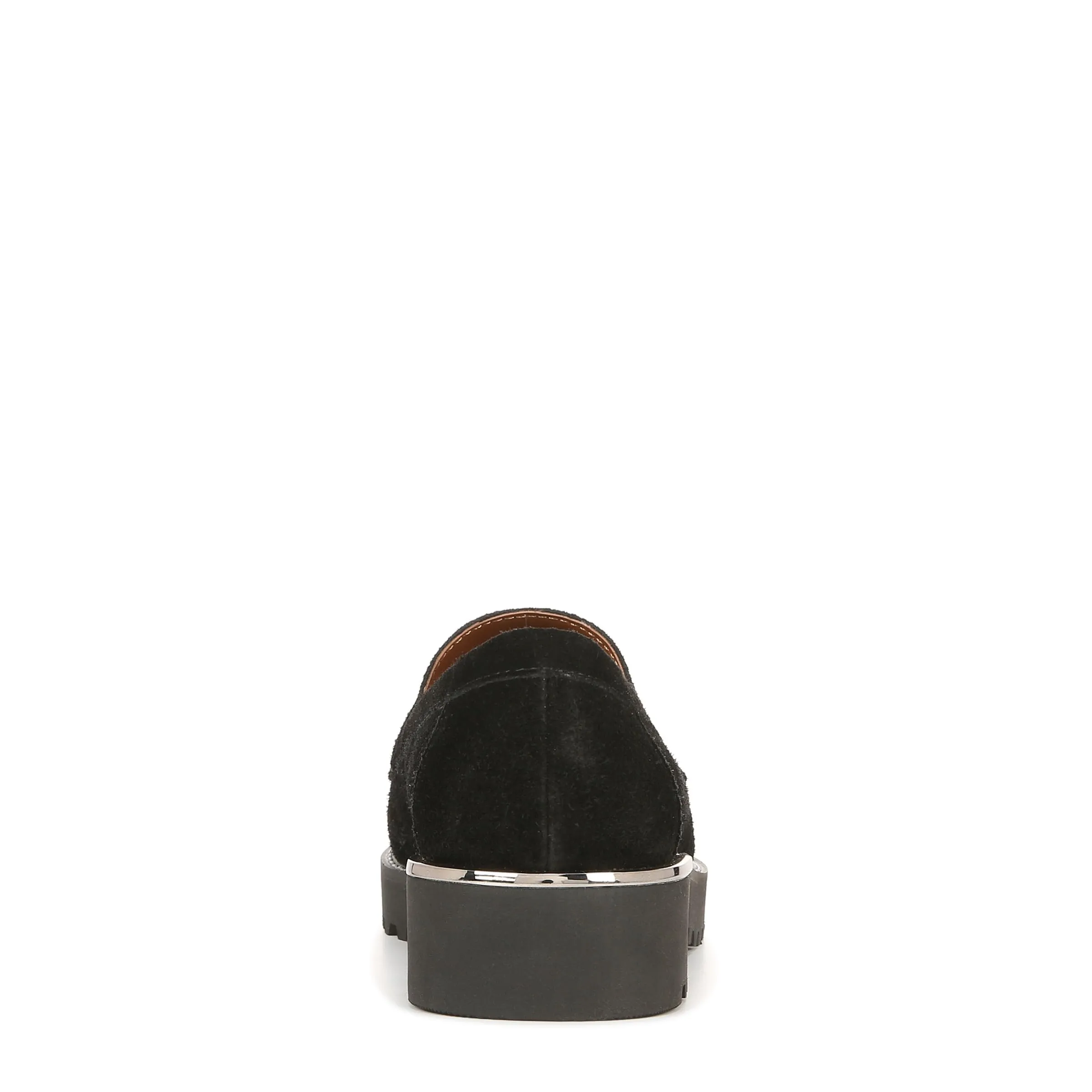 Franco Sarto Womens Carolynn Lug Sole Loafer with Tassel Detail , Black Suede, 8 M