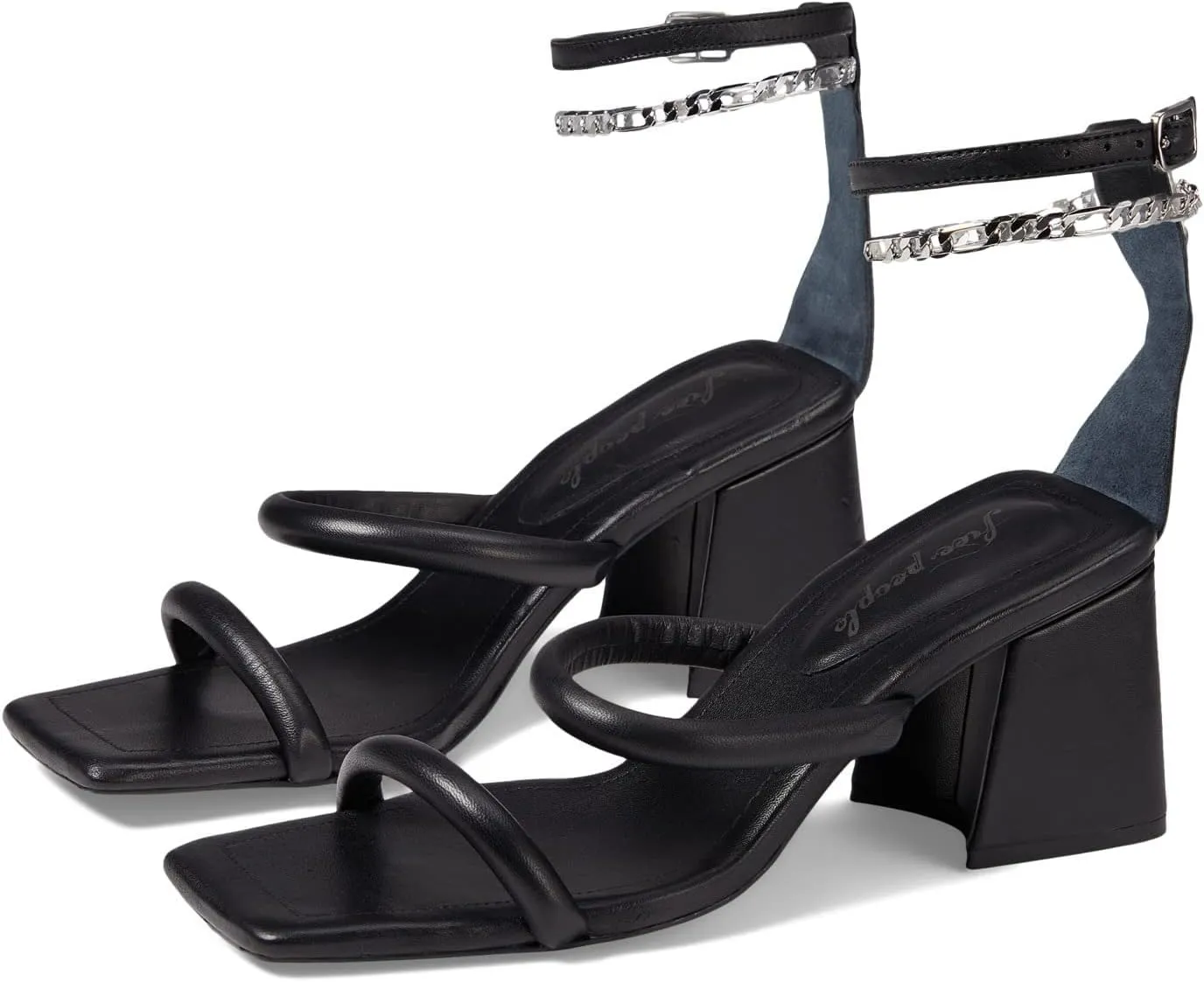 Free People Parker Chain Heels for Women - Adjustable Buckle Closure with Leather Insole, Gorgeous and Fashionable Heels