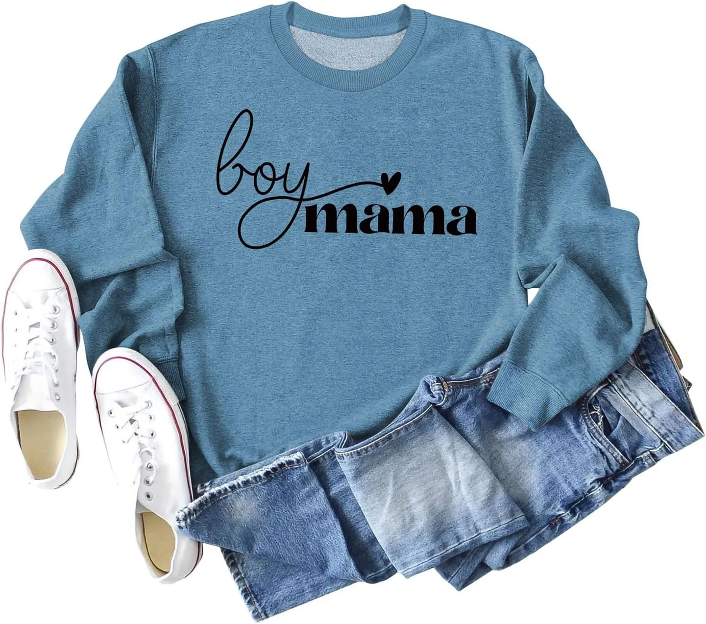 GaoCold Mom of Boys Sweatshirt Women Long Sleeve Letters Print Pullover Mama Sweatshirt Casual Loose Crewneck Winter Tops