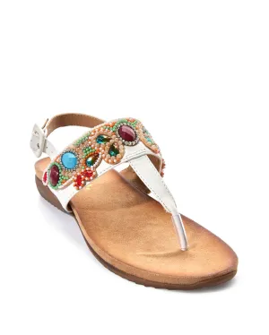 Gem Embellished Sandal White