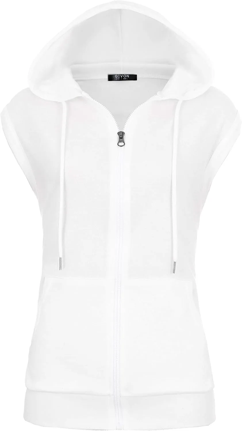 GIVON Women's Lightweight Hooded Vest Sleeveless 1/4 Zip Pullover Casual Hoodie Sweatshirt with Pockets