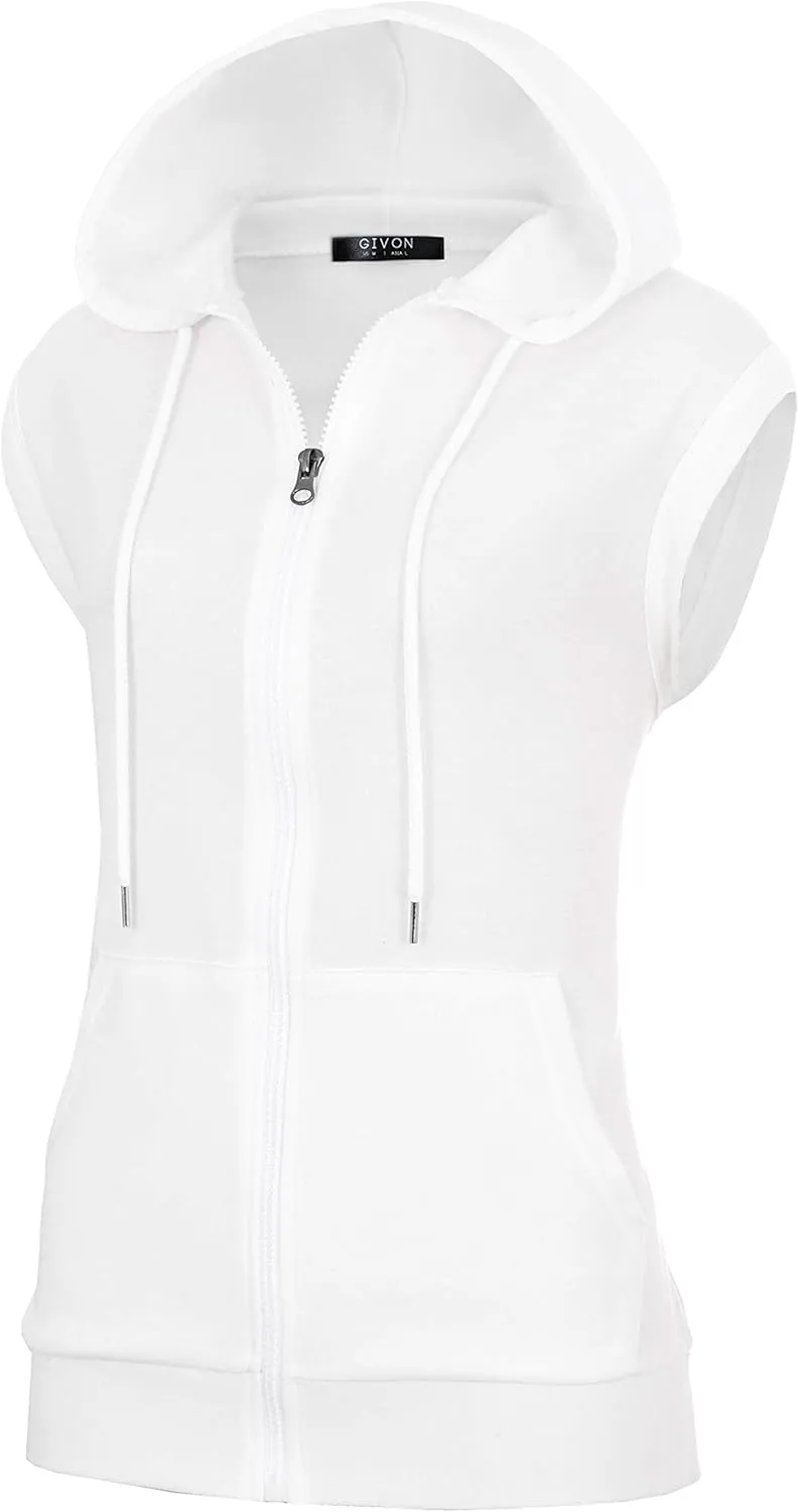 GIVON Women's Lightweight Hooded Vest Sleeveless 1/4 Zip Pullover Casual Hoodie Sweatshirt with Pockets