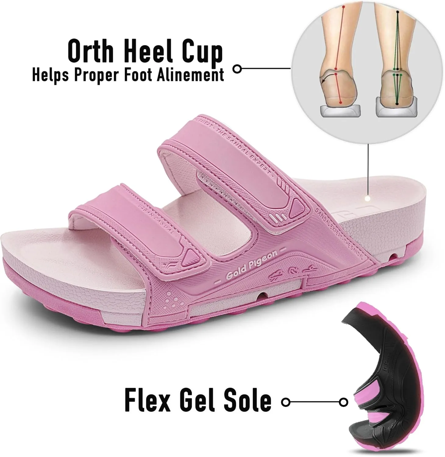 Gold Pigeon Shoes KIDS PIRO Llightweight Ortho Double Adjutable Slide Sandals for Boys and Girls