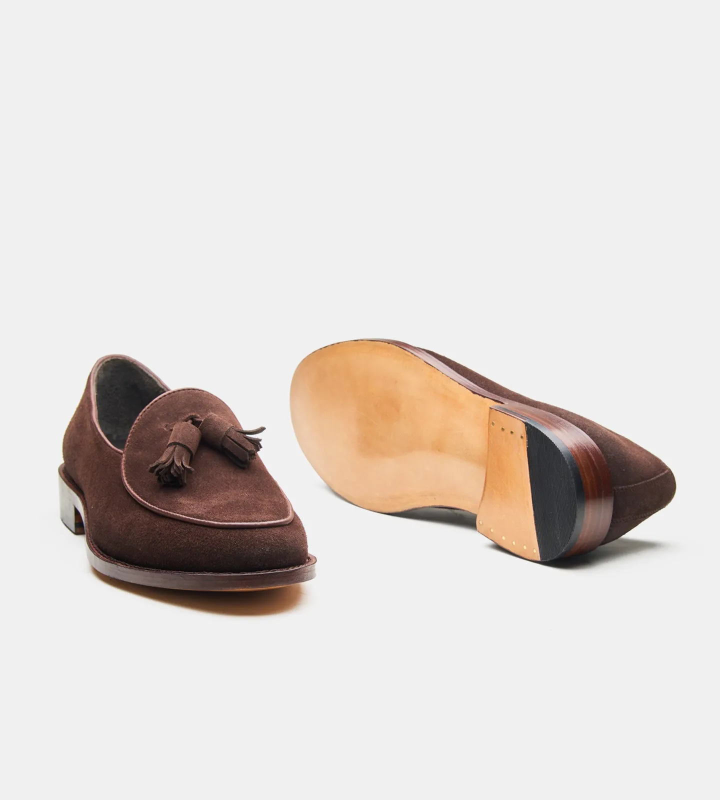 Goodyear Welted Brown Suede Belgian Tassel Loafer