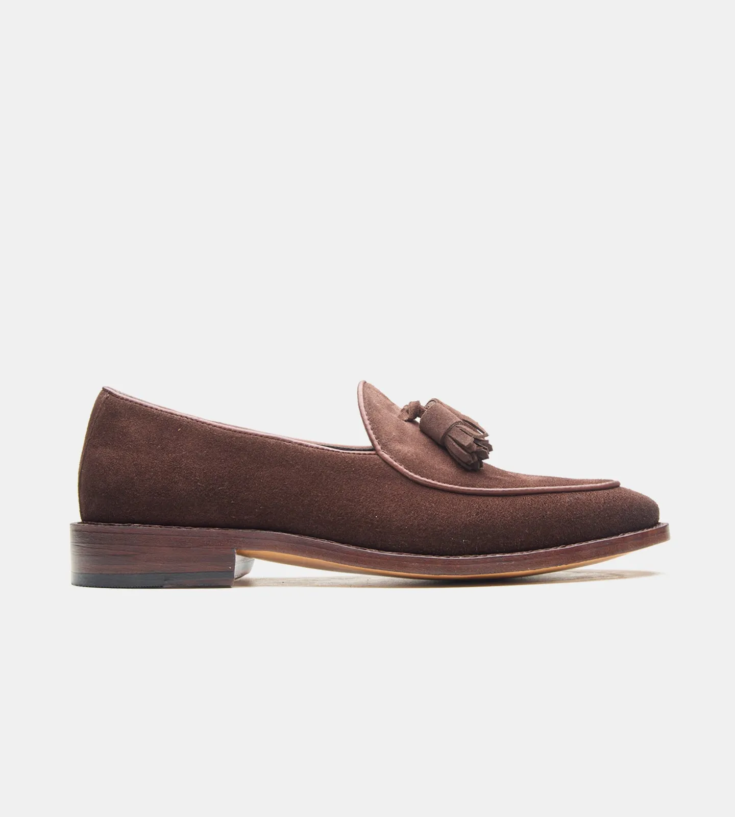 Goodyear Welted Brown Suede Belgian Tassel Loafer
