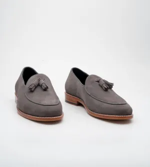 Goodyear Welted Grey Suede Belgian Tassel Loafer