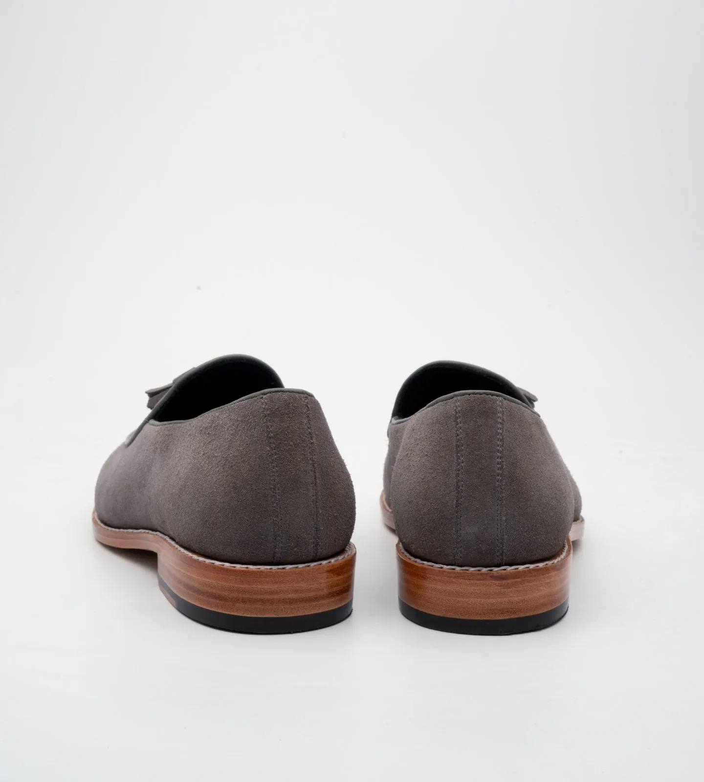 Goodyear Welted Grey Suede Belgian Tassel Loafer